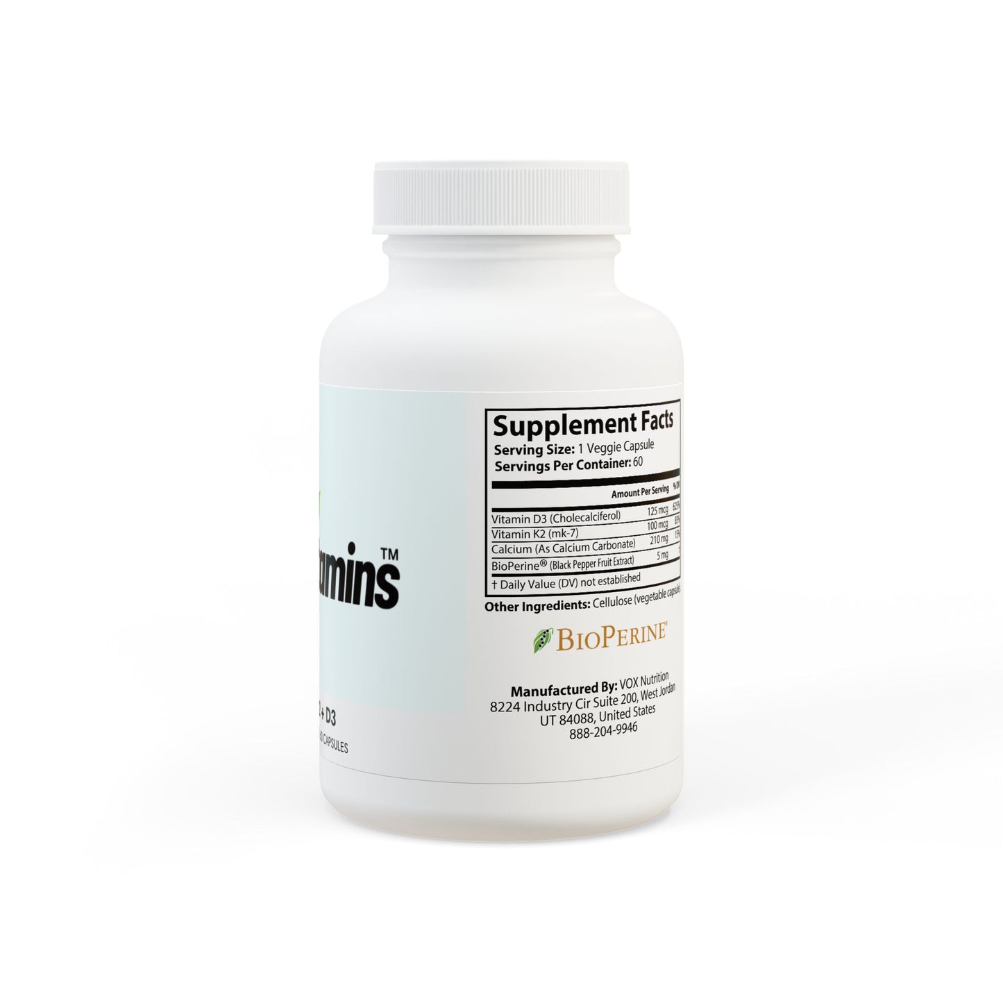 Vitamin K2 + D3 Supplement (60 Capsules)